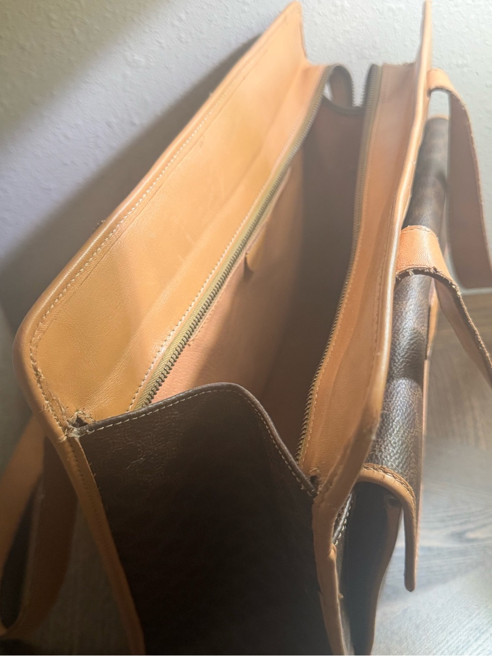 Authentic Celine Classic Brown Tan Leather-Trim tote - Picture 12 of 16